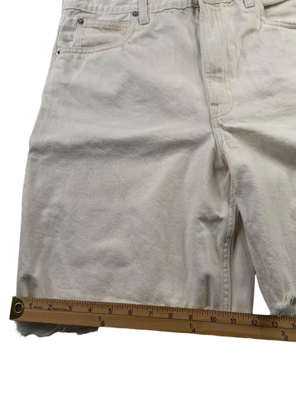 Everlane The OG Baggy Jean Shorts Frayed Hem Bone Sz 31R - Picture 12 of 12